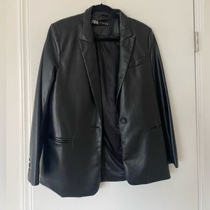 Zara oversized leather blazer